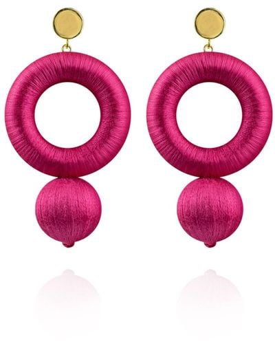 Saule Label Saskia Earrings In Rubine Red - Pink