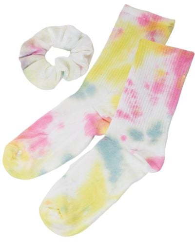 HIGH HEEL JUNGLE by KATHRYN EISMAN Tie Dye Scunchie And Sock Set Multicolor - Green
