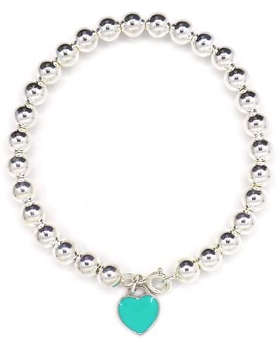 Shar Oke Turquoise Heart Charm & Sterling Silver Bracelet - Metallic