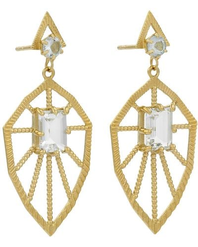 Zoe & Morgan Rosa Earrings Gold Aquamarine - Metallic