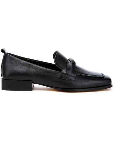 Rag & Co Hostess Genuine Leather Braided Loafers - Black