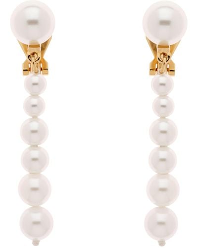 Emma Holland Jewellery Graduated Pearl Clip Earrings - White