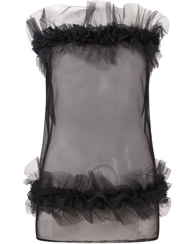 Belle -et-BonBon Dakota Tube Ruffle Mesh Dress - Black