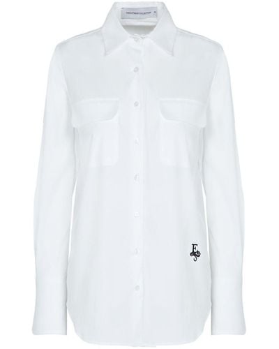 The Extreme Collection White Organic Cotton Classic Shirt Front Pockets Gabrielle