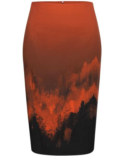 Marianna Déri Flame Print Pencil Skirt - Orange
