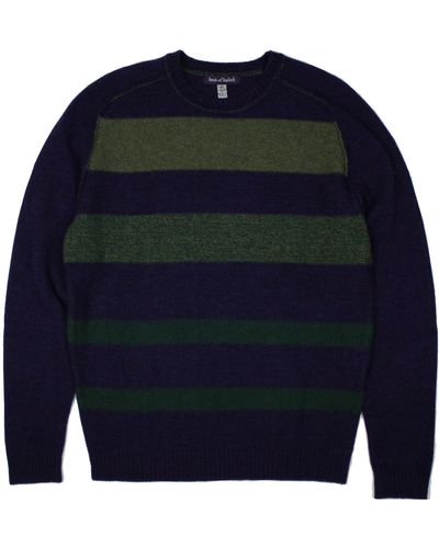 lords of harlech Dave Striped Crewneck Jumper In Plum - Blue