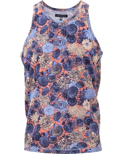 lords of harlech Tedford Tank Mums Floral Peach - Blue