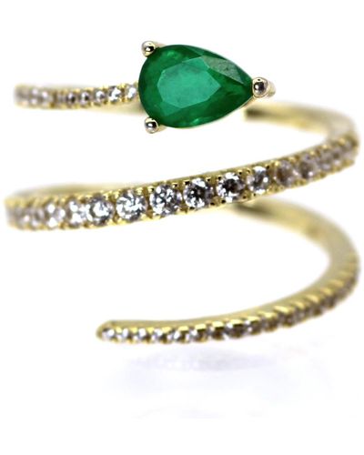 VicStoneNYC Fine Jewelry Natural Emerald And Diamond Snake Rolling Rings - Green