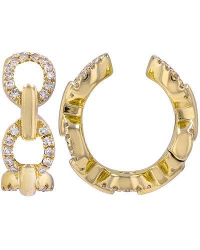 770 Fine Jewelry Open Circle & Diamond Ear Cuff - Metallic