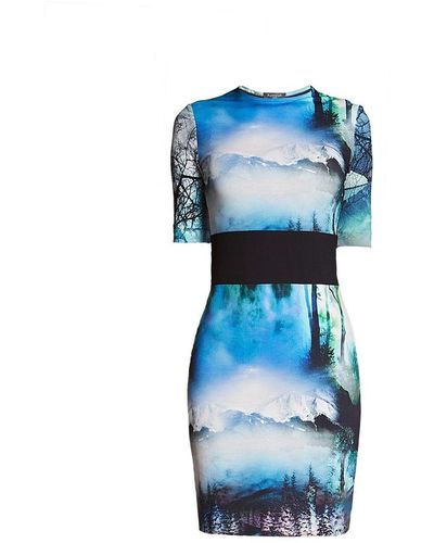 Rumour London Meribel Soft Jersey Dress With Landscape Print - Blue