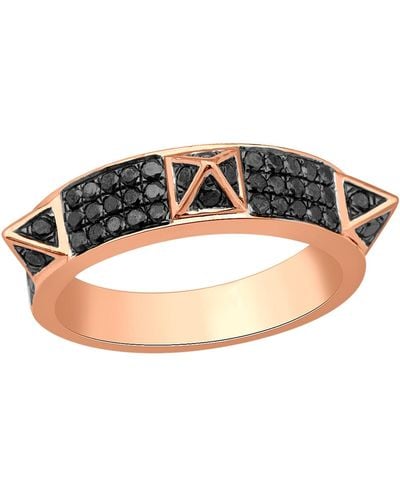 Artisan 18k Gold Spike Ring With Black Pave Diamond Jewelry - Metallic