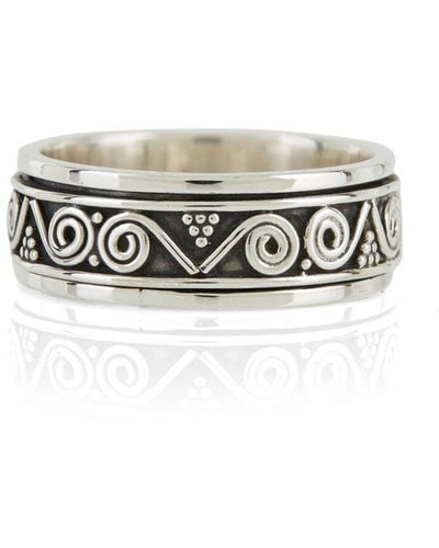 Charlotte's Web Jewellery Aztec Wanderer Silver Spinning Ring - White