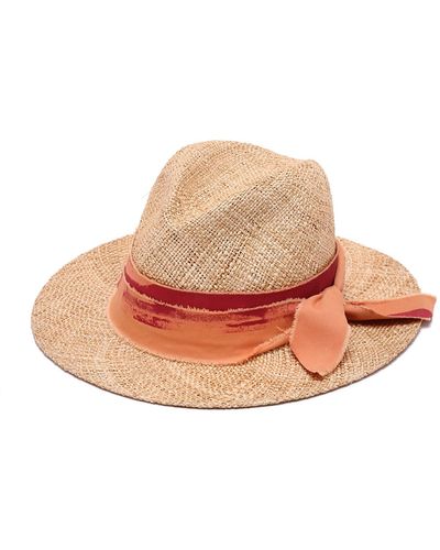Justine Hats Neutrals Handmade Straw Fedora Hat - Pink