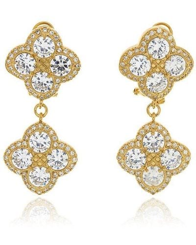 Georgina Jewelry Chandelier Diamond Flower Earrings - Metallic