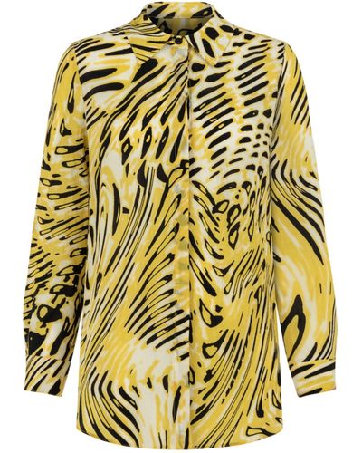 Nocturne Draped Printed Shirt - Yellow