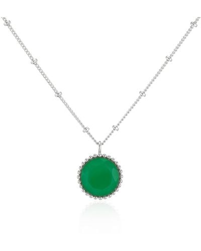 Auree Barcelona Silver May Birthstone Necklace Chrysoprase - Green