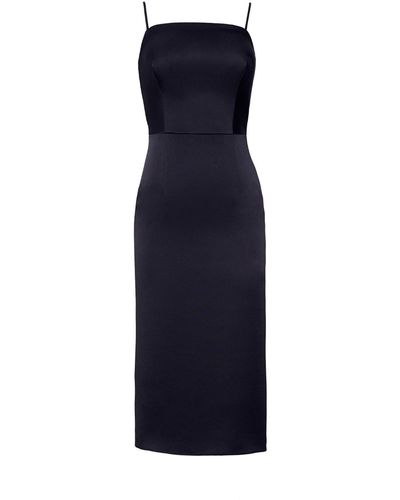 Nomi Fame Ora Crepe Satin Midi Dress With Adjustable Straps - Blue