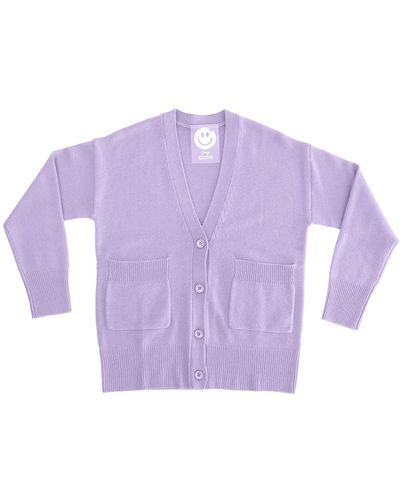 Zenzee Cashmere V-neck Cardigan - Purple