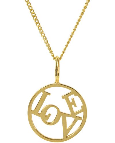 Katie Mullally Love Medallion & Chain In Yellow Plate - Metallic