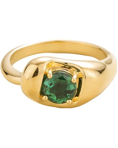 Juvetti Fava Ring In Emerald Set In Gold - Metallic