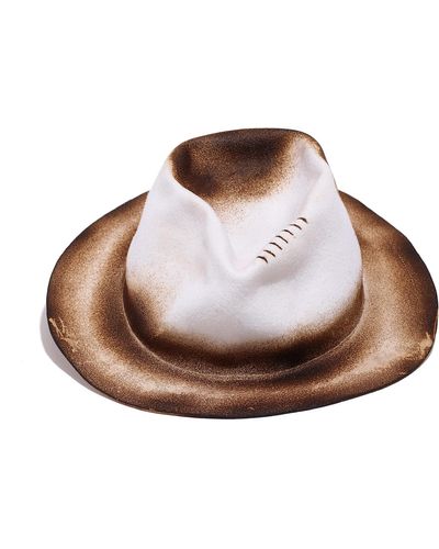 Justine Hats Burned Textured Felt Hat - Brown