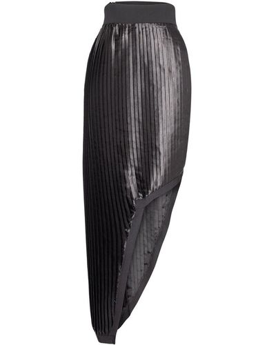Vidi Blak Asymmetric Knife Pleat Skirt - Black