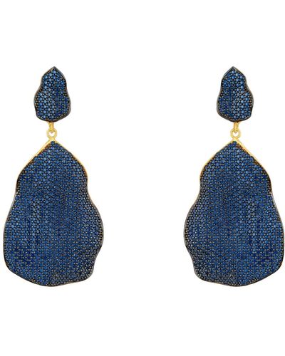 LÁTELITA London St Tropez Drop Earrings Gold Sapphire Cz - Blue