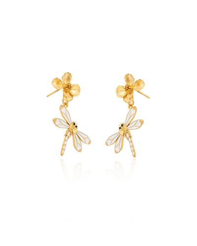 Milou Jewelry Dragonfly Drop Earrings - White