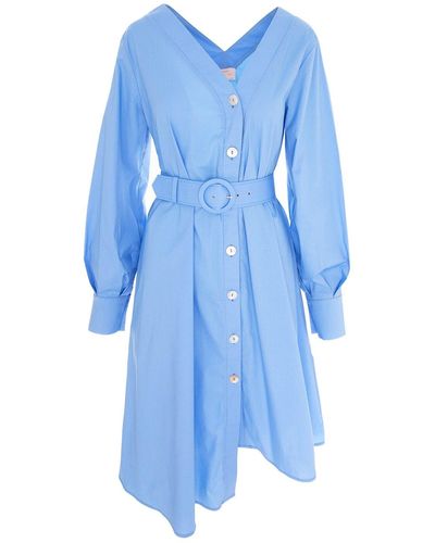 ROSERRY Asymmetric Shirt Dress In - Blue