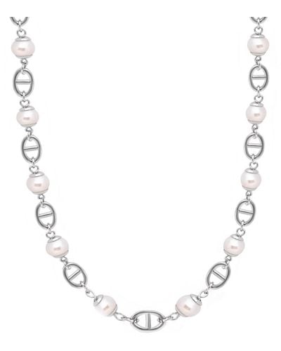 Nialaya Silver Mariner Chain With Pearls - Metallic