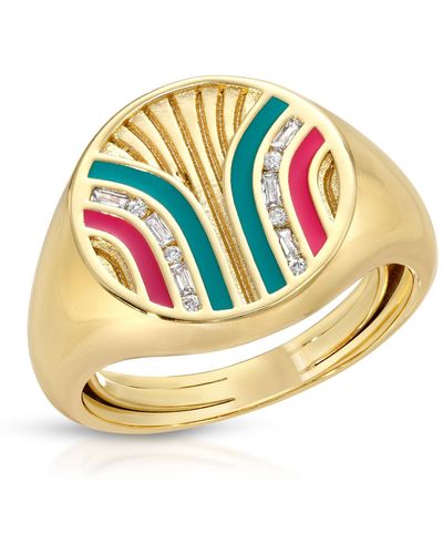 Glamrocks Jewelry South Beach Signet- Teal/fuchsia - Multicolor