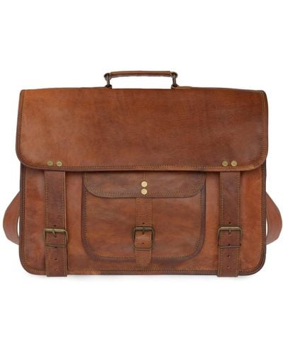 VIDA VIDA Vida Vintage Special Handmade Leather Laptop Bag - Brown