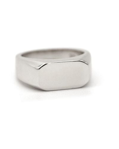 VicStoneNYC Fine Jewelry Handmade Bold Signet Ring For - White