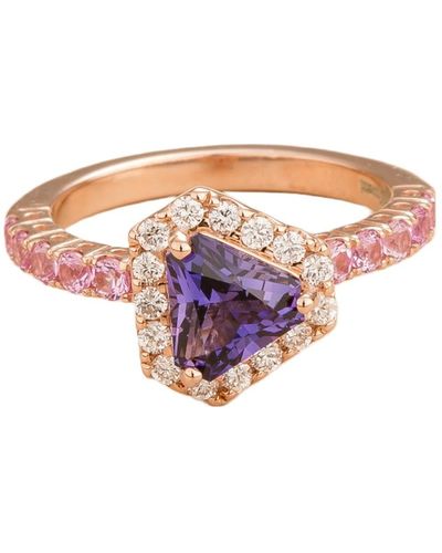Juvetti Diana Rose Gold Ring Purple Sapphire, Diamond, Pink Sapphire