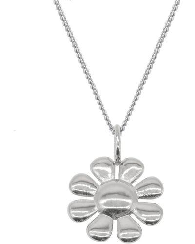 Katie Mullally Daisy Flower Charm & Chain In Small - Metallic