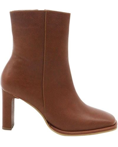 Stivali New York Indigo Heeled Ankle Boots In Tan Leather - Brown
