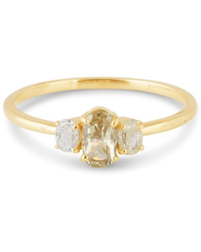Trésor Champagne Diamond Oval In Center And Diamond Ring In 18k Yellow Gold - Metallic