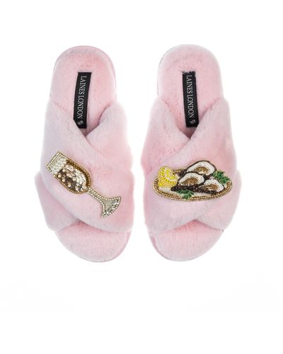 Laines London Classic Laines Slippers With Oysters & Glass Of Fizz - Pink