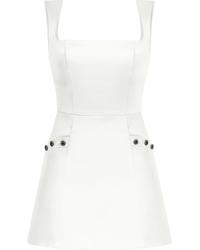 Tia Dorraine Blame Gravity Satin Mini Dress - White