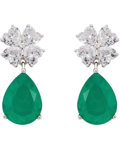 LÁTELITA London Victoria Teardrop Earrings Silver Colombian Emerald - Green