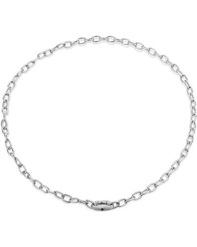 SALLY SKOUFIS Shadow Chain Necklace With Natural Sapphire In Sterling Silver - Metallic