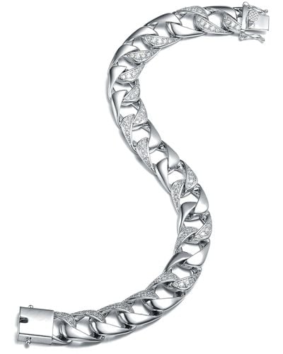 Genevive Jewelry Belleville Chunky Chain Silver Cz Statement Bracelet - Metallic