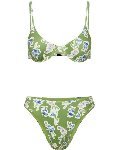 Hope & Ivy The Hyacinth Floral Print Bikini - Green