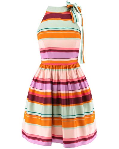 AVENUE No.29 Striped Tie Dye Halter Neck Mini Dress - Orange