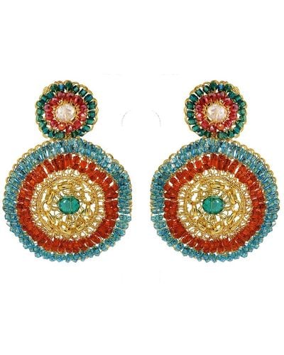 Lavish by Tricia Milaneze Multicolour & Ripples Handmade Crochet Earrings - Green