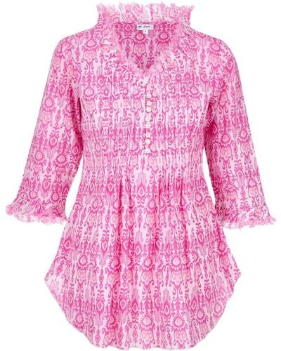 At Last Sophie Cotton Shirt In Hot Pink Fountain