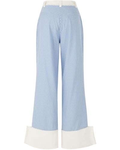 Nocturne High Waist Striped Trousers - Blue
