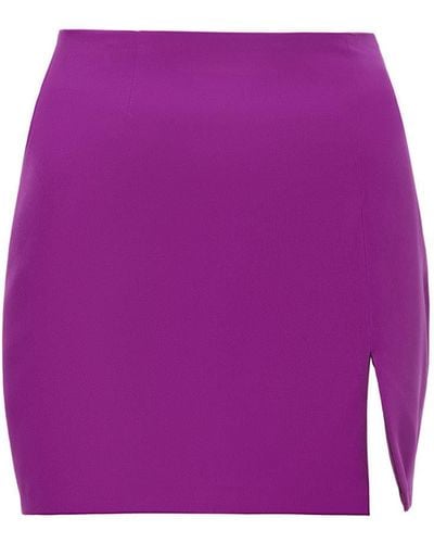 BLUZAT Purple Mini Skirt With Slit