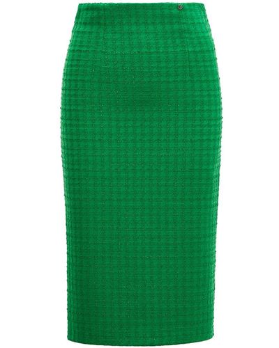 Nissa Bouclé Pencil Skirt - Green