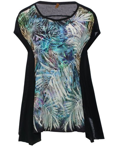 Conquista Abstract Tropical Oasis Oversized Top - Green